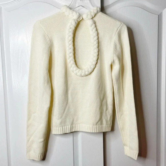 NWT Undra Celeste - Bold Braid Open Back Sweater Size Medium Cream - Picture 6 of 15